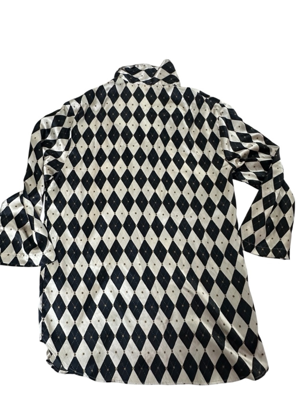 Victoria Secret Black and White Diamond Silky Night Shirt Sz M - Picture 2 of 6